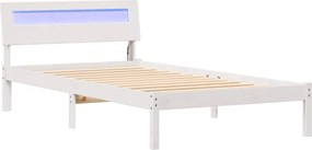 vidaXL Ágykeret fejtámlával Fehér 90 x 200 cm Tömör fenyőfa