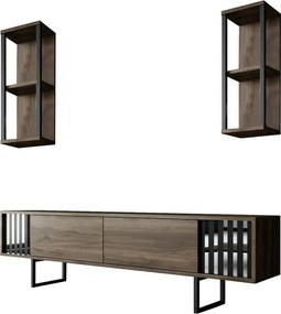 TV-állvány polcokkal Chrome Walnut and Black