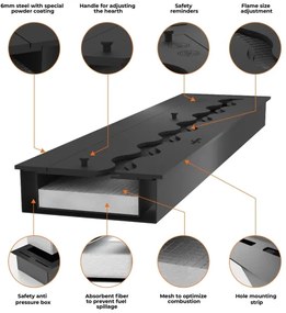 InFire - Beépített BIO kandalló 7,5x100 cm 6kW fekete