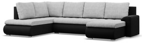 Tokio U sarokkanapé, 3 ágyneműtartóval, fonott + műbőr, baloldali, szürke - fekete