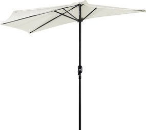 Outsunny Napernyő 270x137x236 cm-es Kerti Napernyő Kézi Forgató Rendszerrel és Félkör Alakú Kivitellel Teraszhoz, Pavilonhoz, Medencéhez - Krém | Aoso