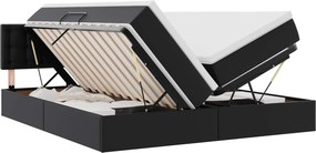 vidaXL Tárolós Ágy matracmal fejtámlával Fekete 200 x 200 cm Műbőr