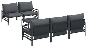 Kerti Kanapé Szett párnával 6 pcs Antracitszürke Acél &amp; szövet