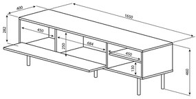 Fekete-natúr színű TV-állvány tölgyfa dekorral 165x40 cm Ampère – TemaHome