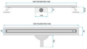 Rea Neox Slim Pro, vízelvezető csatorna 80 cm, arany matt, REA-G2715