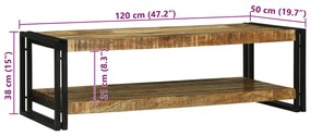 Dohányzóasztal 120x50x38 cm Tömör fa rusztikus mangó