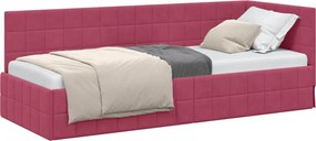 vidaXL Sarokágy keret fejtámlával Bordó 80 cm x 200 cm Bársony