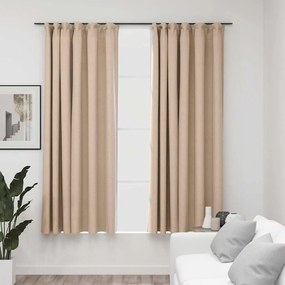 vidaXL 2 db bézs vászonhatású sötétítőfüggöny kampókkal 140 x 175 cm
