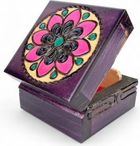 Égetett Fa Kazetta Kis Láda Pácolt Ékszerdoboz *6x6 cm.