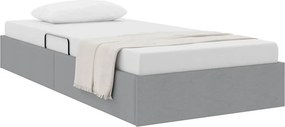 vidaXL Tárolós Ágy fejtámlával Világosszürke 90 x 190 cm szövet