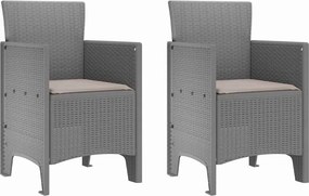 vidaXL Kerti Szék 2 pcs Világosszürke 53 x 49 x 85 cm Polipropilén