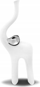 Elefánt Figura Fehér Ezüst 40cm Kerámia Fényes