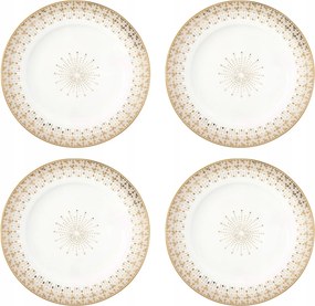 4x Tányér tányér 19 cm desszertes minimalista mintás meleg barna színek