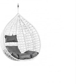 Fehér függőszék KOKON állvány nélkül, szürke párna