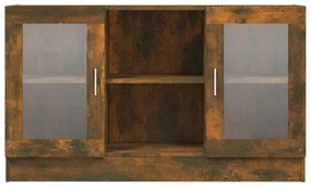 füstös tölgy színű szerelt fa vitrinszekrény 120 x 30,5 x 70 cm