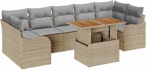 vidaXL Kerti Kanapé Szett 8 pcs Beige és Világosszürke polirattan