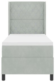 Boxspring Ágy Matrac Nappali Szürke 80x200 cm Bársony