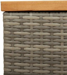 Szürke Polyrattan És Akácfa Kerti Tárolóláda 220 X 50 X 54 Cm