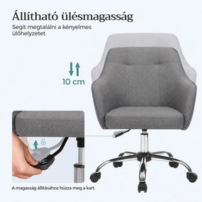 SONGMICS Állítható Magasságú Íróasztal Szék Acélvázzal – Szürke