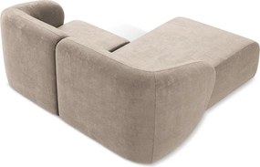 Világosbarna zsenília sarokkanapé (bal oldali-heverő résszel) Lani – Makamii
