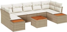 vidaXL Kerti Kanapé Szett párnával 8 pcs Bézs Poli rattan