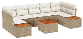 vidaXL Kerti Kanapé Szett párnával 8 pcs Bézs Poli rattan