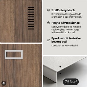 Munkavállalói szekrény, 4 rekeszes, fehér/dió, 800x1800x500 mm: KACPER Eco Design