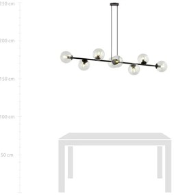 Csillár zsinóron ROSSI 8xE14/10W/230V fekete/átlátszó