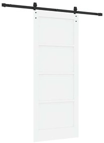 Csúszó Ajtó Fehér és fekete 83 x 202 cm Tömör fenyő és acél