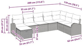 Kerti Kanapé Szett 8 pcs Fekete és krémszínű 289 x 179 x 85 cm
