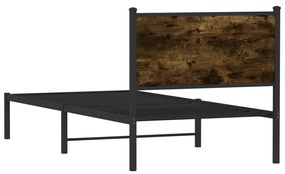 füstös tölgy színű fém ágykeret matrac nélkül 80 x 200 cm