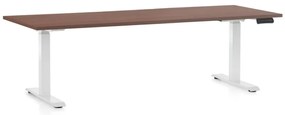 Állítható magasságú asztal OfficeTech C, 200 x 80 cm, fehér alap, dió