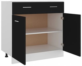 fekete szerelt fa fiókos alsószekrény 80 x 46 x 81,5 cm
