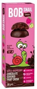 Gyümölcs snack, 30 g, BOB SNAIL, alma-málna étcsokoládéban (KHE392)