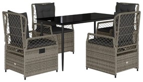 vidaXL 5 részes szürke polyrattan kerti étkezőgarnitúra párnával