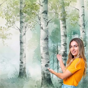 Fotótapéta Erdő Fák Levelek Akvarell Természet Vintage Boho 588x280 LDAV01F