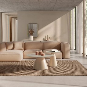 Krémszínű kerek dohányzóasztal szett 2 db-os üveg asztallappal ø 80 cm Vida – MOME