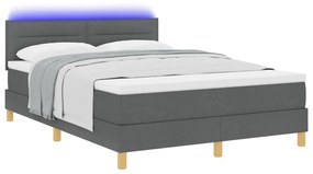 vidaXL Boxspring Ágy Matraccal és LED-del Sötét Szürke 140x200 cm Szövet