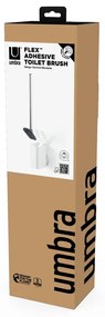 Fehér öntapadós újrahasznosított műanyag WC-kefe Flex Adhesive – Umbra