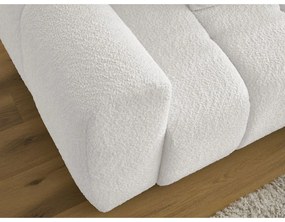 Fehér buklé kinyitható-tárolóhelyes sarokkanapé (jobb oldali-heverő résszel) Roxelane – Bobochic Paris