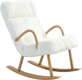 HOMCOM Hintaszék, Karosszék Szoptatószék Gyapjú Optikával, 120 kg Teherbírású Hintaszék, Fehér | Aosom