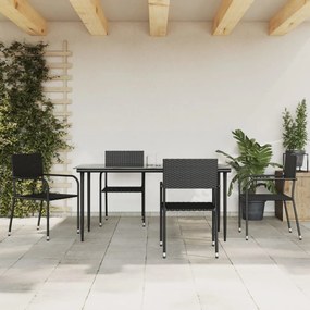 5 részes fekete polyrattan kerti étkezőgarnitúra