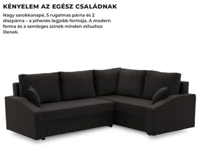 Grande Plus sarokkanapé, jobboldali, szövet anyag, fekete