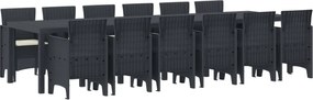 vidaXL Kert étkező szett 13 pcs Antracit Polt rattan