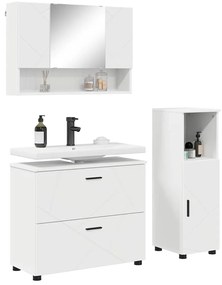 Fürdőszoba bútor szett 3 pcs Fehér 76.5 x 35 x 64 cm Faanyag