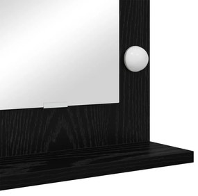 LED világítással ellátott sminktükör Fekete tölgy 80x55x18 cm