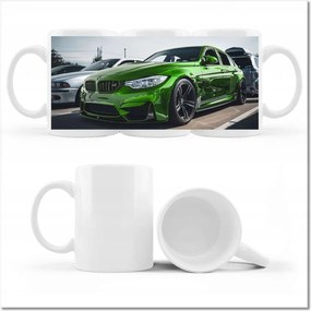 Nyomott mintás bögre Sportos zöld autó