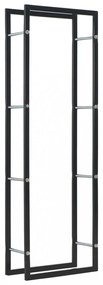 Fekete acél tűzifatároló 50 x 20 x 150 cm