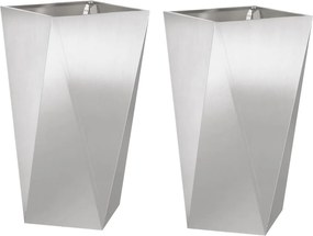 vidaXL Növénytartó 2 pcs Ezüst 40 x 40 x 75 cm Rozsdamentes acél