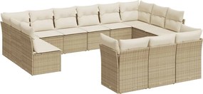 vidaXL 13 részes bézs polyrattan kerti ülőgarnitúra párnákkal